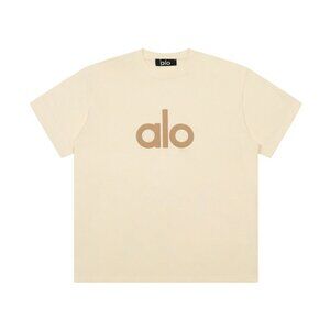 Alo Yoga Loose Foam Printed T-Shirt Cream